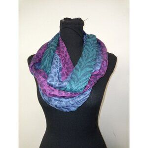 Leopard/Tiger Multi-Color Pink Blue Infinity Scarf One Size